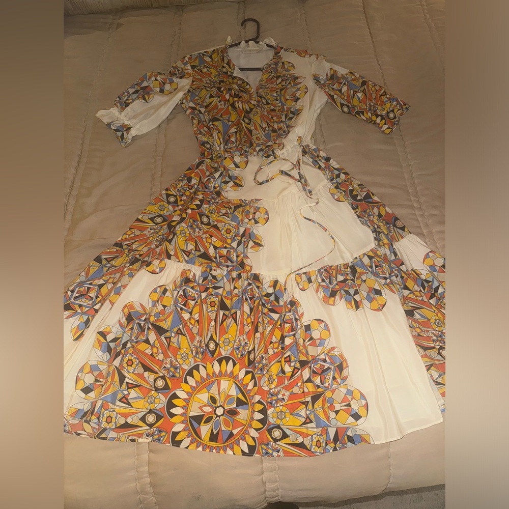 Luxurious Tory Burch mulberry silk patterned dress